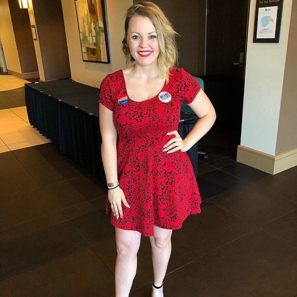 Red designed dress